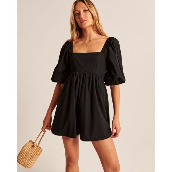 Abercrombie & Fitch Pants - Abercrombie & Fitch Black Puff Sleeve Flirty Mini Romper Size Medium